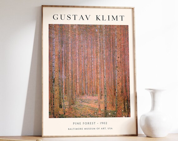 Gustav Klimt Pine Forest Art Poster, Art Nouveau Decor