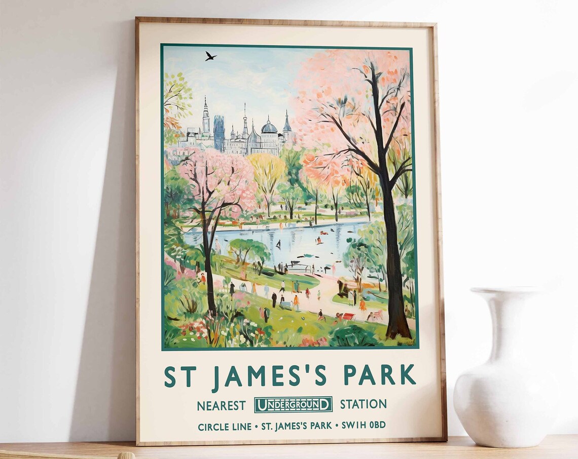 St James's Park London Vintage Travel Poster