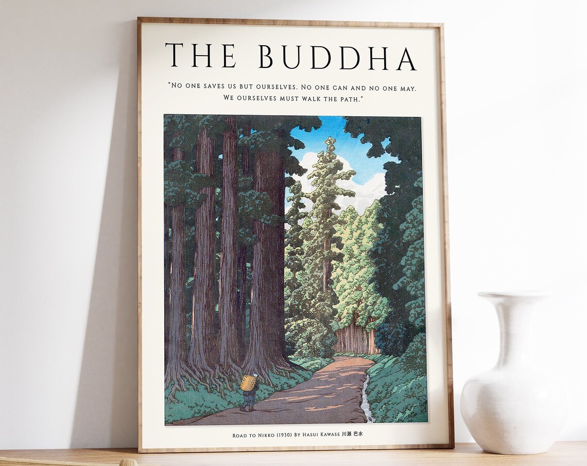 Buddha Japanese Spiritual Floral Art Print