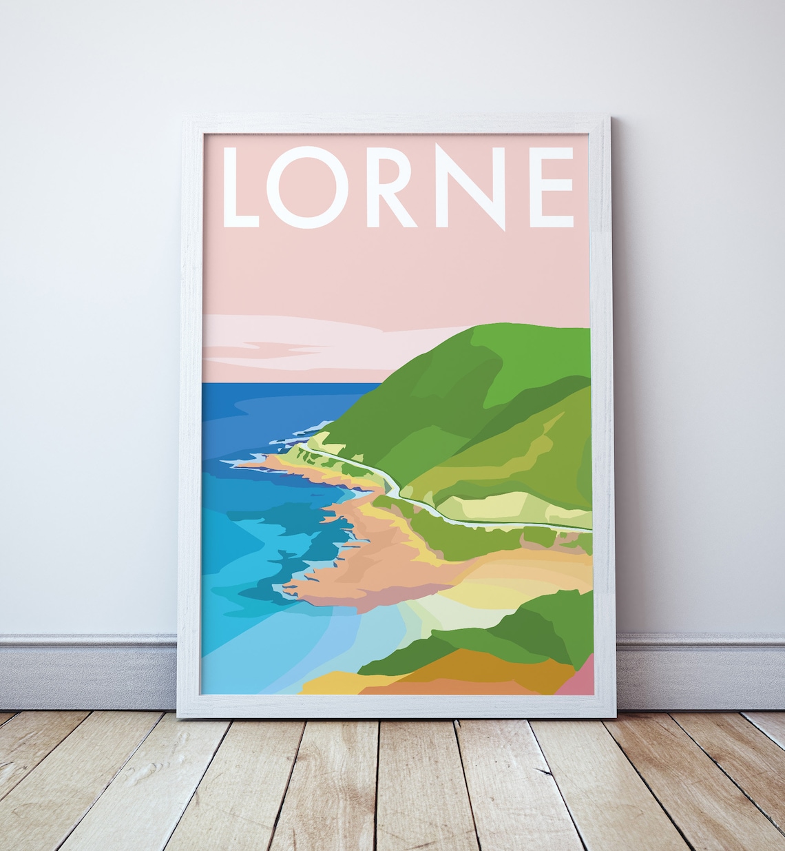 Lorne Great Ocean Road Beach Travel Poster, Victoria Coast