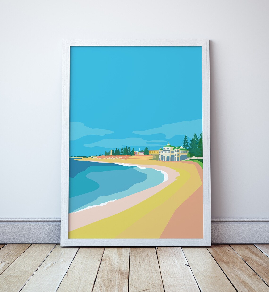 Cottesloe Perth Beach Travel Poster, Western Australia