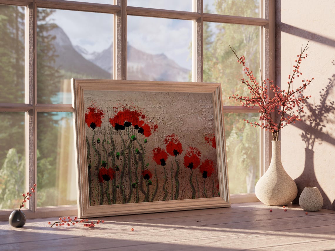 Red Poppies Abstract Loose Painted Modern Floral Wall Art Poster - Image 4