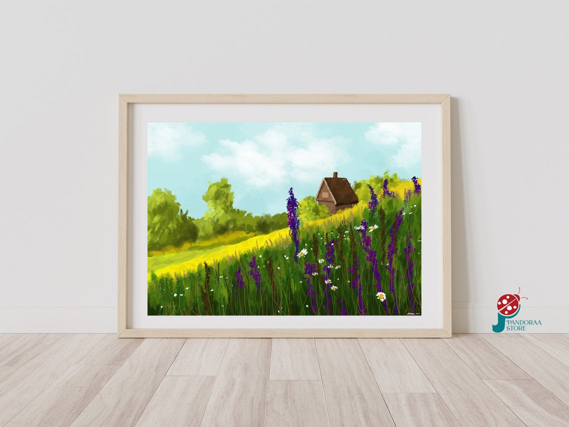 Green Pastoral Wall Art Farmhouse Antique Wall Decor Jpg Poster Art Landscape Oil Painting