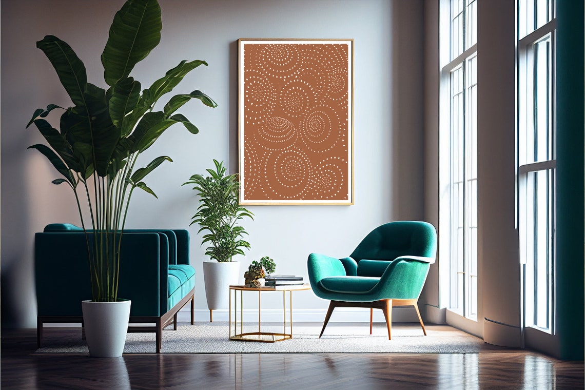 Terracotta White Spiral Dot Boho Circle Earth Tone Abstract Art Poster - Image 4