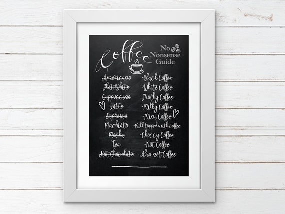 Coffee No Nonsense Kitchen Print Typography Lovers Gift