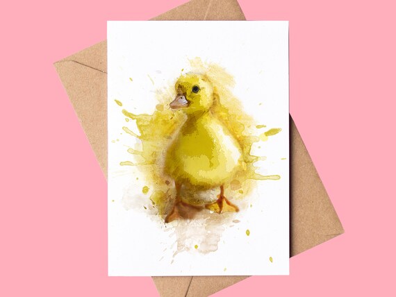 Yellow Duckling L Greeting Card Animal Lover Personalised Cute