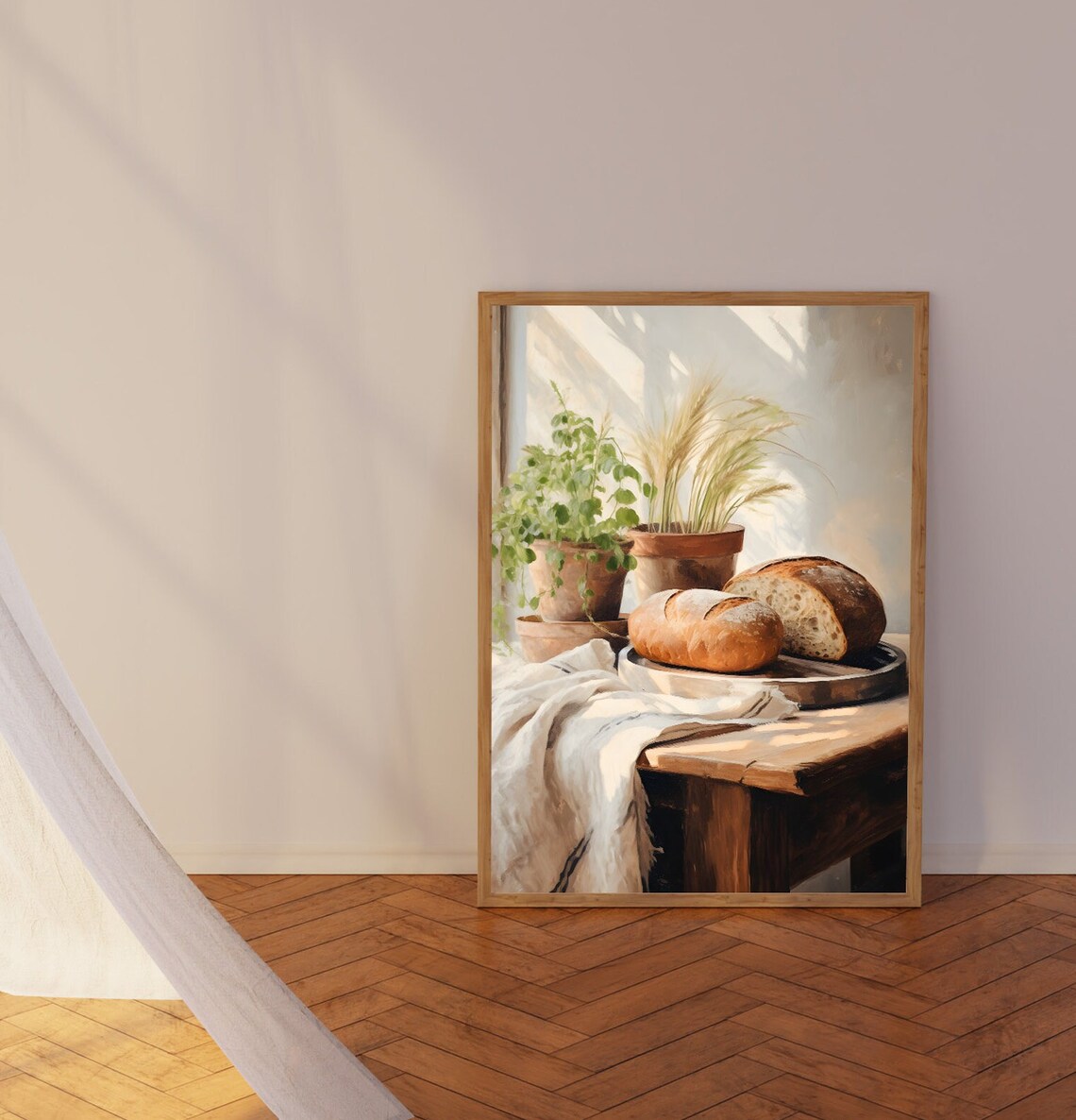 Vintage Bread Still Life Art Print, Rustic Kitchen Decor - Image 4