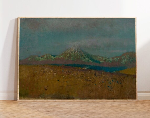Tatra Mountain Landscape Print Mountain Landscape Painting Rustic Farmhouse Wall Art Vintage Oil Painting Cabin Decor