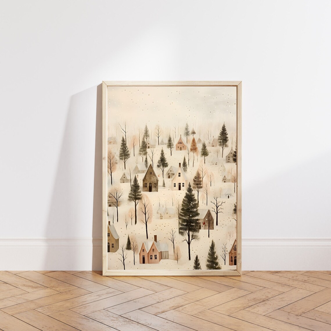Village Christmas Poster, Snowy Winter House Print - Image 4