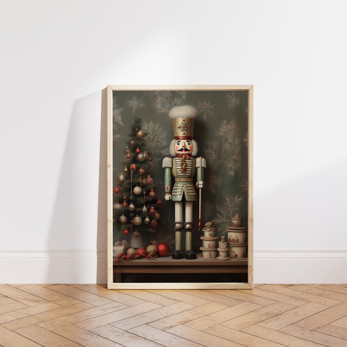 Vintage Nutcracker Soldier by Decorated Tree with Gift Boxes Poster - Image 4
