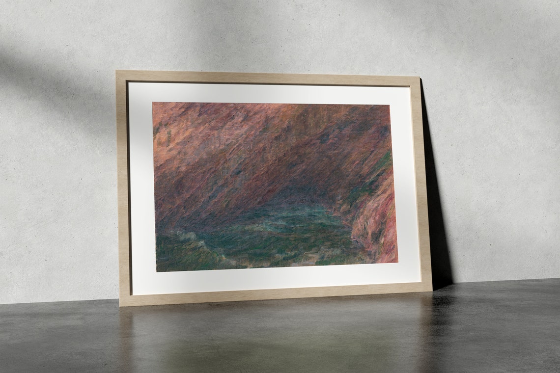 Vintage Ocean Oil Painting Moody Coastal Seascape Dark Wave Art Poster - Image 3