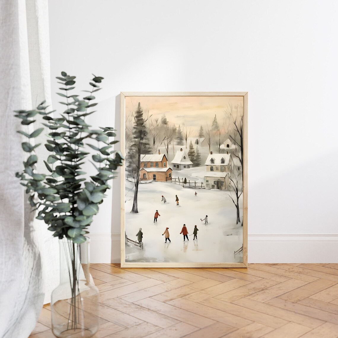 Christmas Village Ice Skating Holiday Poster - Image 4