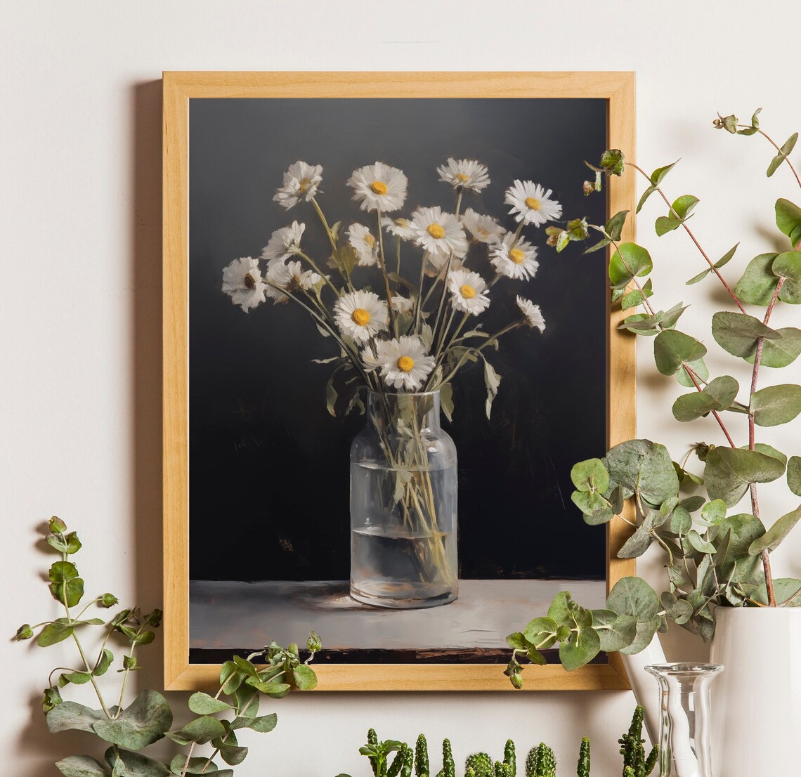 Daisy Still Life Wall Art, Minimalist Floral Print