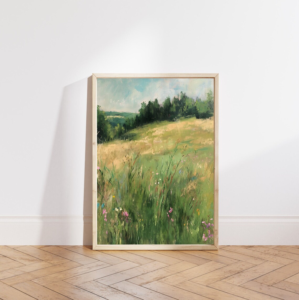 Wildflower Field Landscape Oil Painting Vintage Landscape Art Print Country Field Wall Art Summer Meadow Art - Image 5