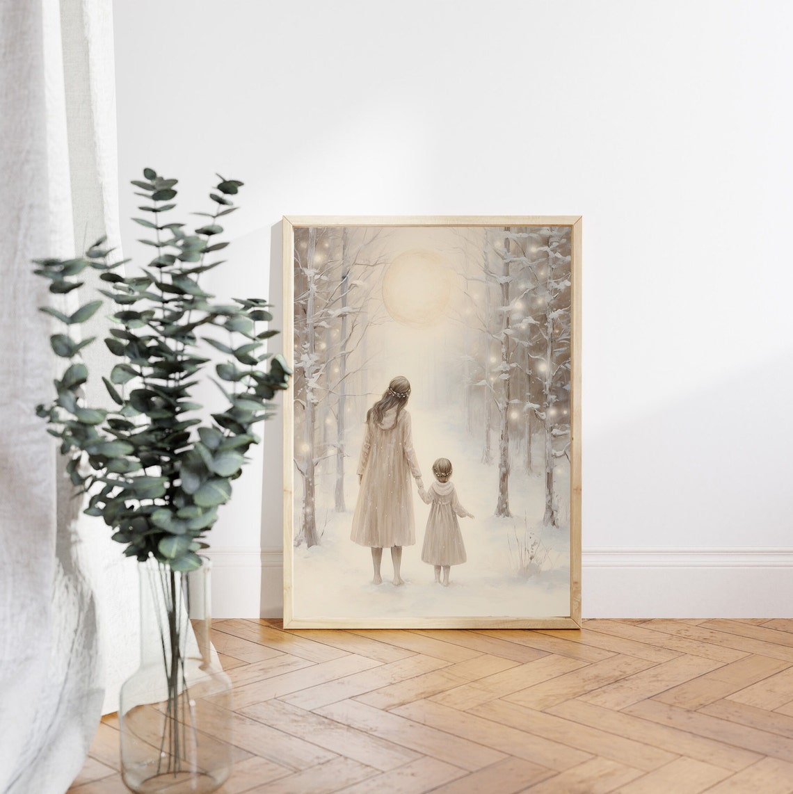 Mother Daughter Painting Mother And Daughter Art Motherhood Painting Girl Bedroom Wall Art Nostalgic Charm Nursery Moody Print - Image 4