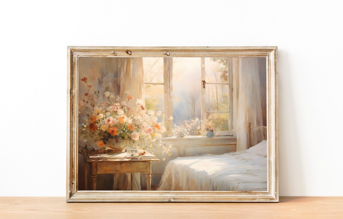 Flowers In Bedroom Wall Art Above Bed Wall Art Bedroom Wall Art Female Bedroom Art Grandmillennial Aesthetic Flower Decor - Image 2