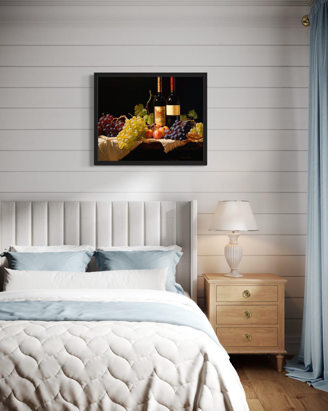Wine Bottles and Grape Harvest Classic Dark Still Life Poster - Image 4