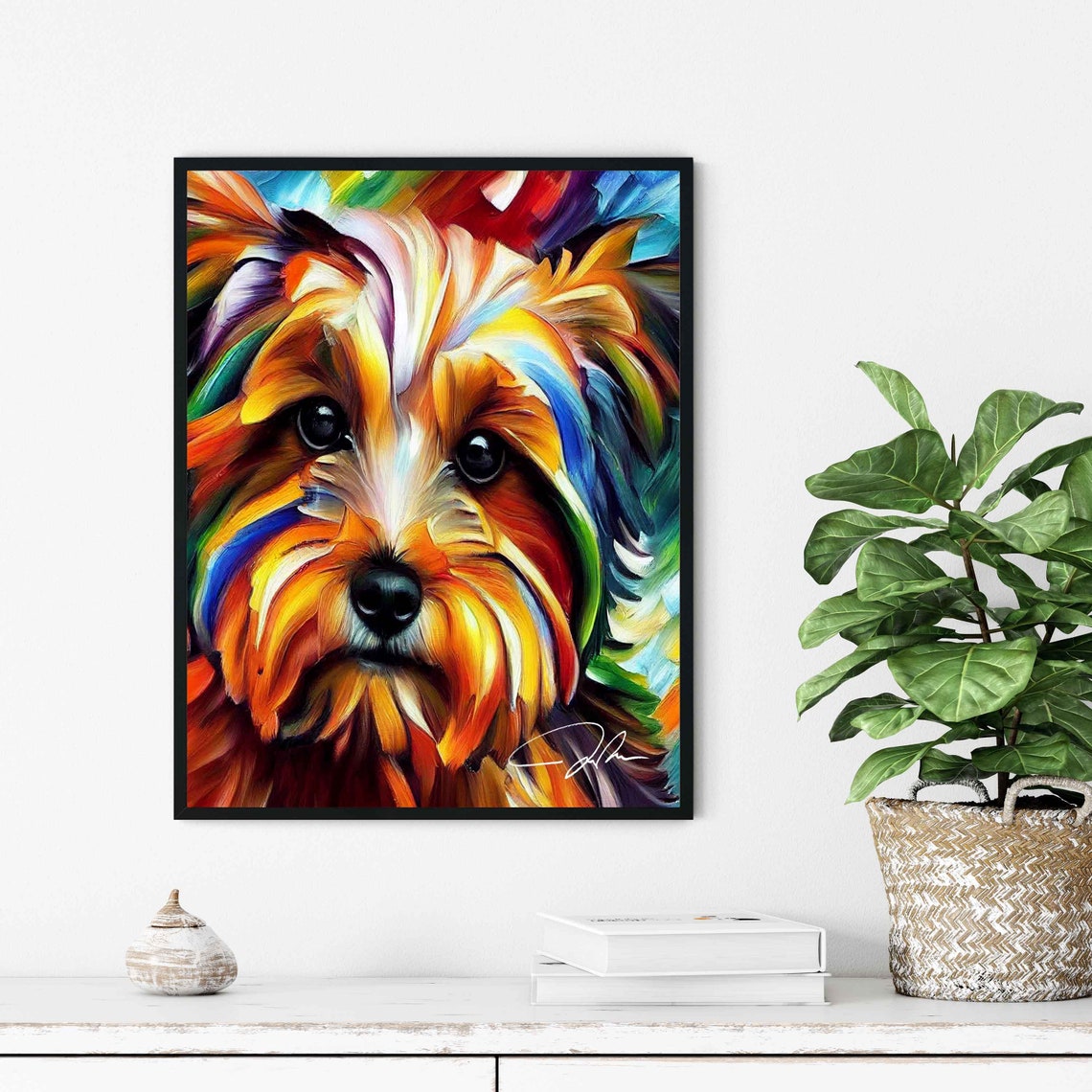 Colorful Scruffy Terrier Dog Portrait Modern Impressionist Poster - Image 3