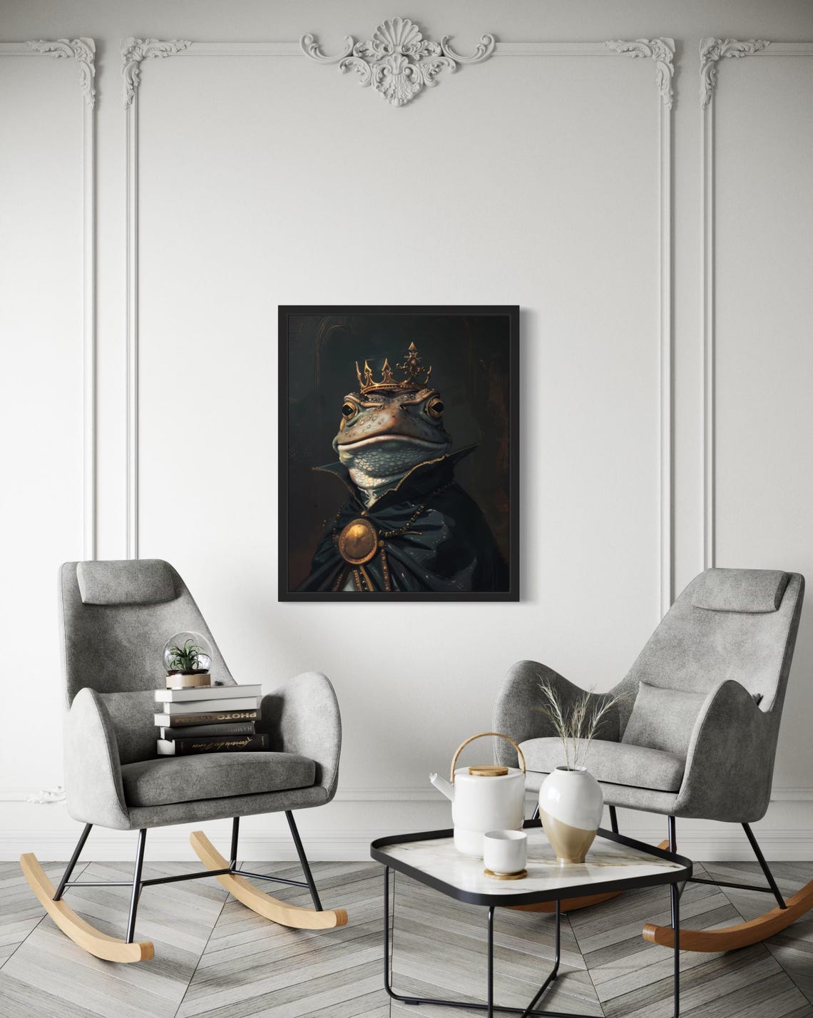 Crowned Frog King In Velvet Cloak Gothic Royal Portrait Poster - Image 4