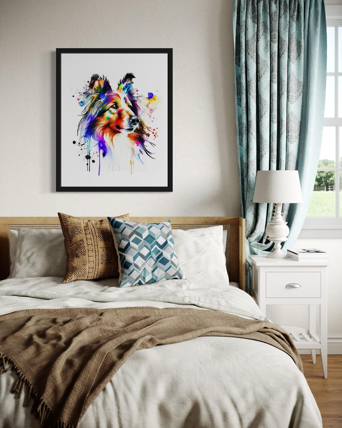 Shetland Sheepdog Sheltie Rainbow Watercolor Portrait Dog Poster - Image 4