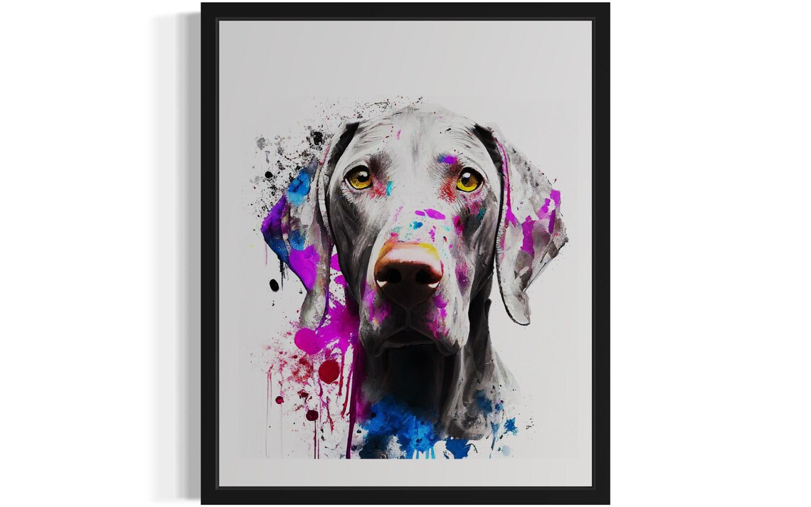 Weimaraner Watercolor Splash Colorful Breed Portrait Dog Poster
