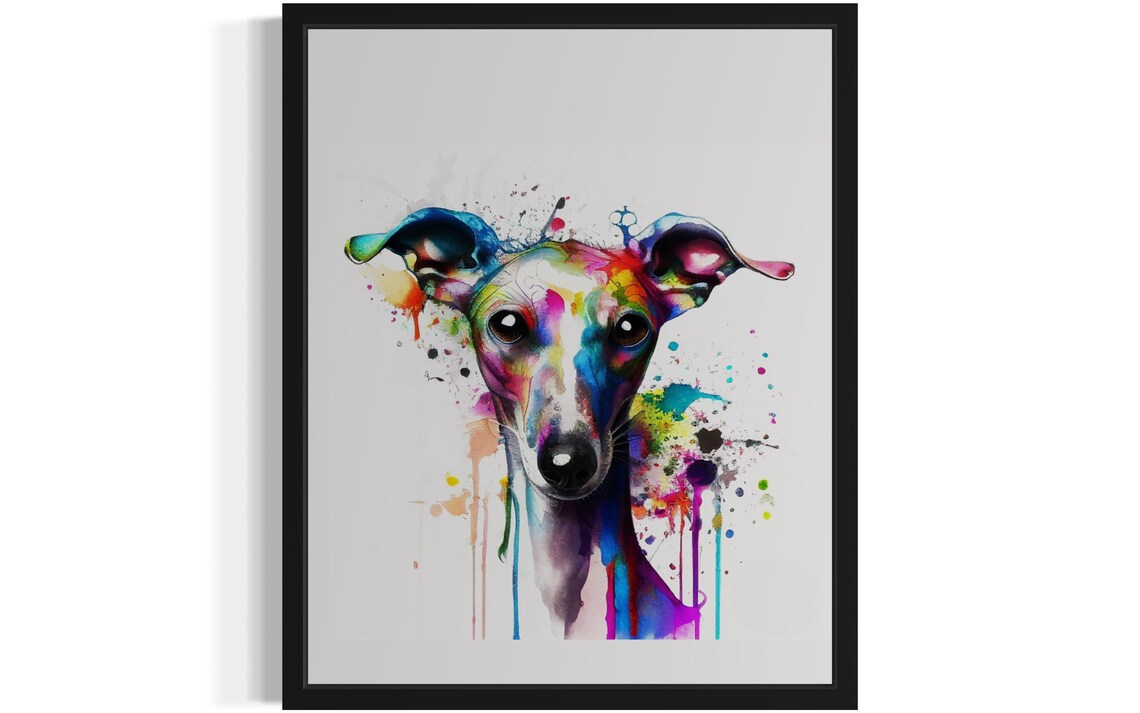 Italian Greyhound Rainbow Watercolor Portrait Sighthound Poster
