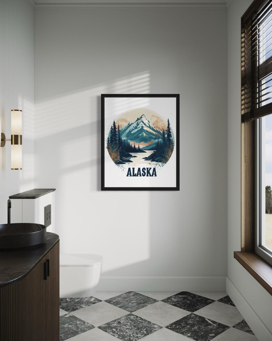 Alaska Snowy Mountain Peak Wild River Evergreen Forest Poster - Image 4