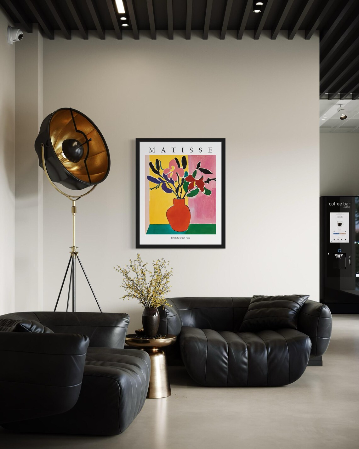 Orchid Flowers in Red Vase Against Yellow Pink Matisse Poster - Image 3