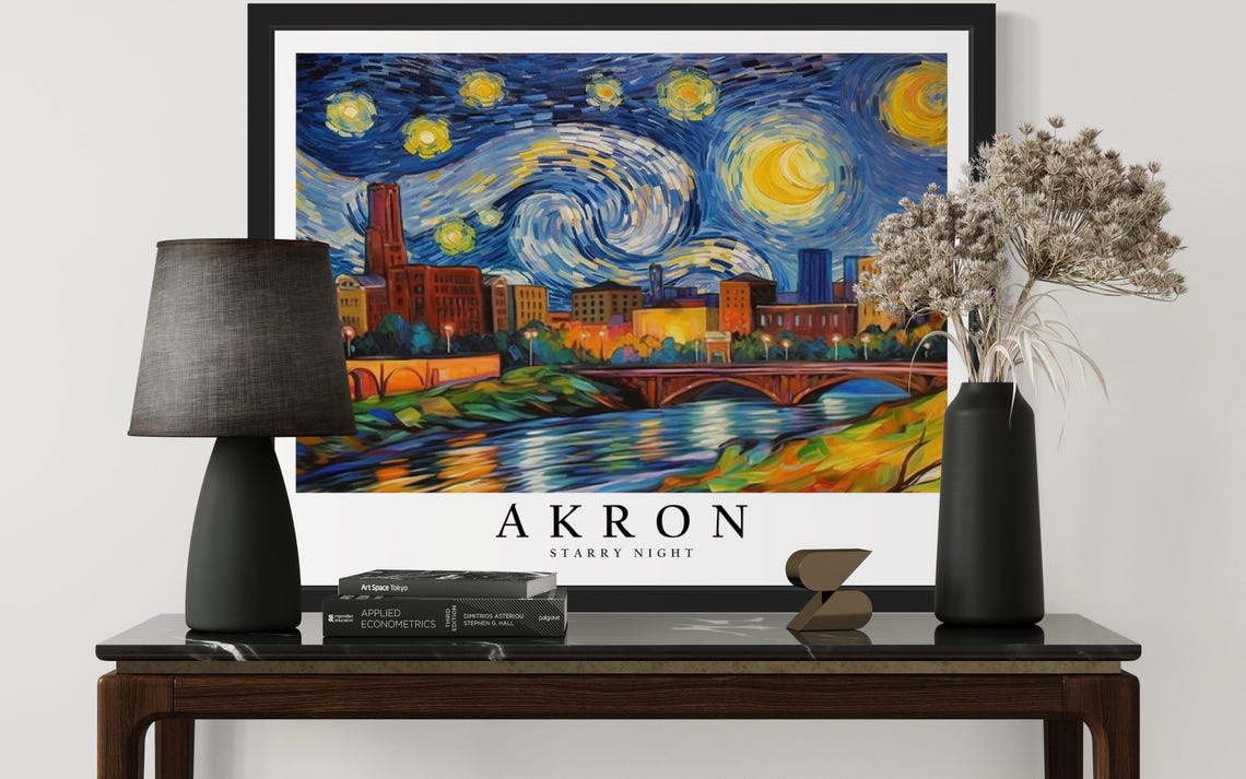 Akron Ohio Starry Night Art Print - Image 3