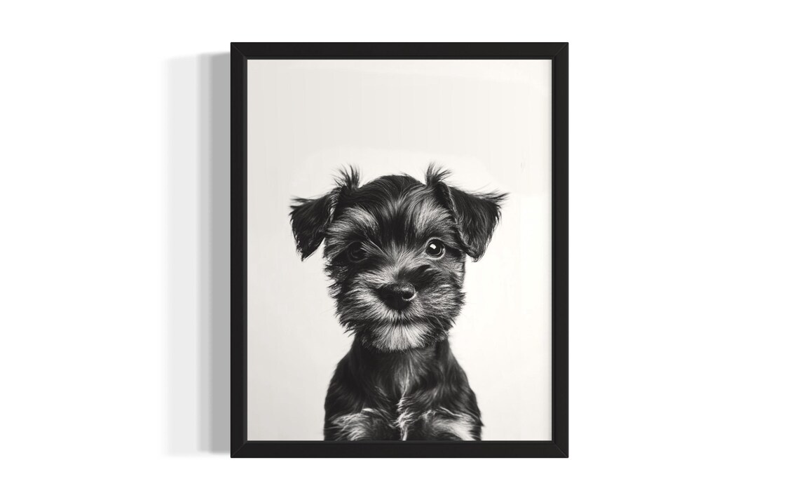 Miniature Schnauzer Puppy Portrait Minimalist Nursery Animal Poster