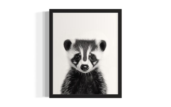 Badger Animal Black And White Poster Art Print Living Room Wall Original Paint Artwork Decor