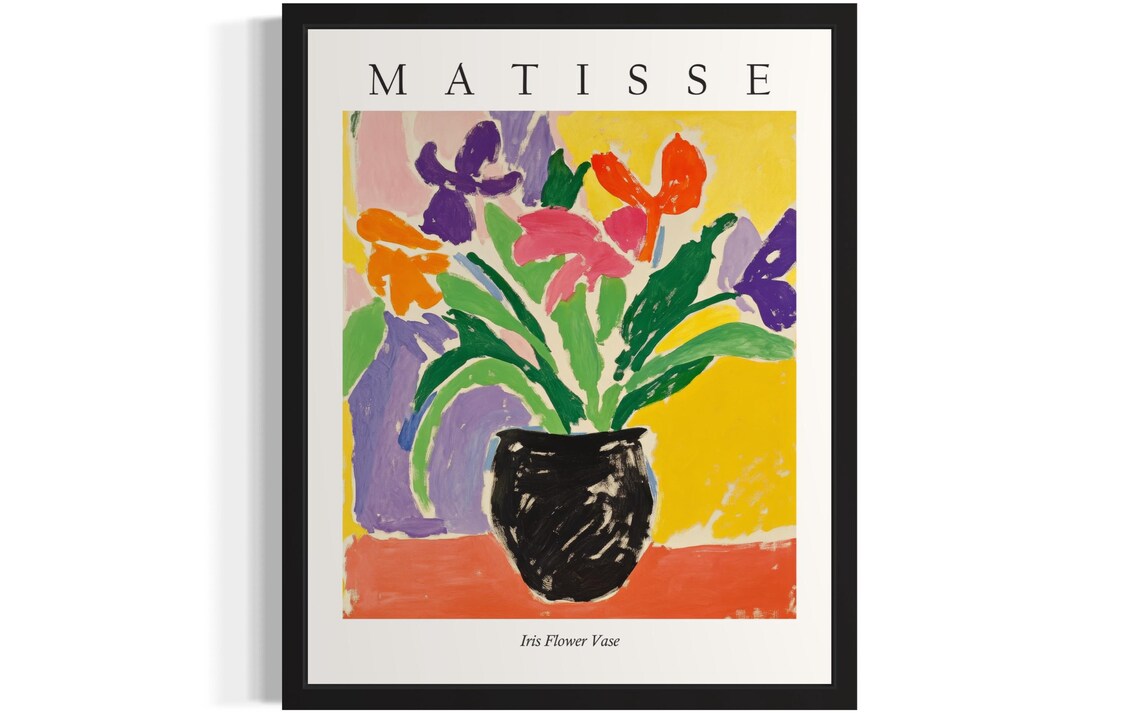 Matisse Style Iris Flower Vase Vivid Fauvist Still Life Poster