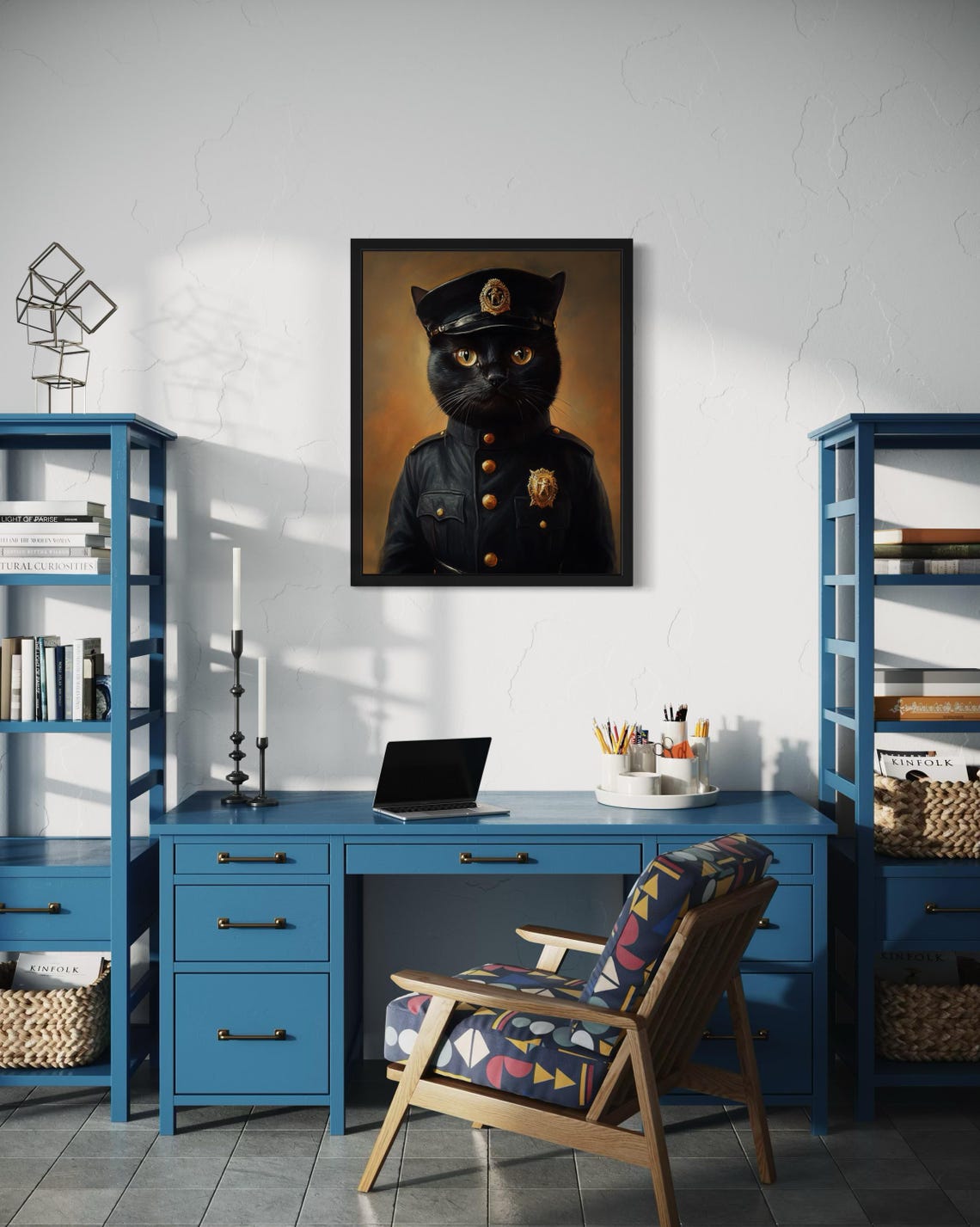 Black Cat Police Officer Portrait In Uniform With Gold Badge Poster - Image 3