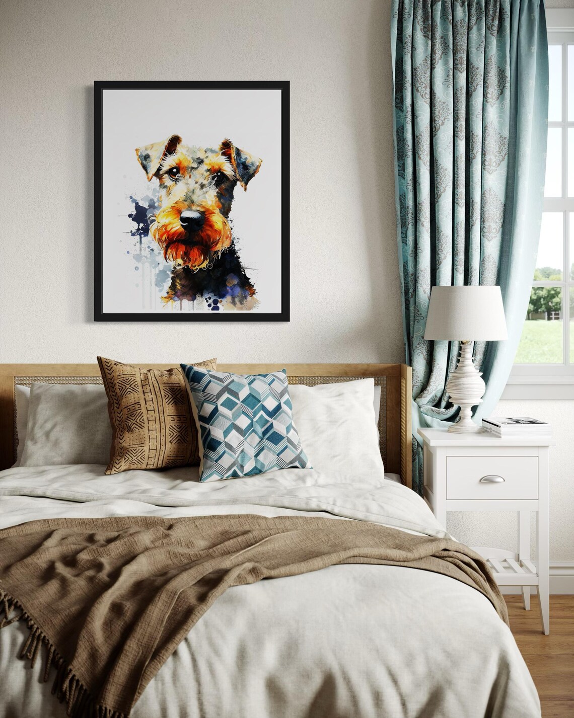 Welsh Terrier Watercolor Portrait Rustic Breed Dog Art Poster - Image 4