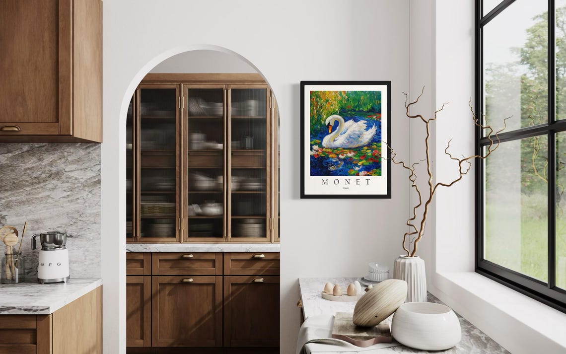 Swan Bird, Monet Art Print - Image 4