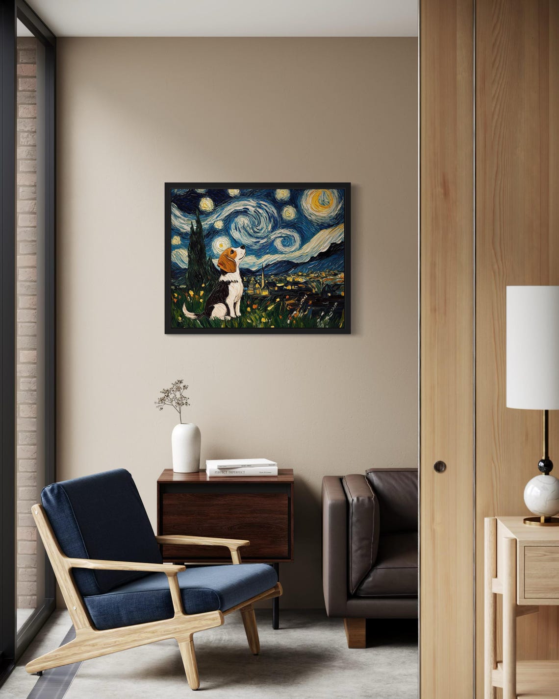 Beagle Dog Starry Night Art Print - Image 3
