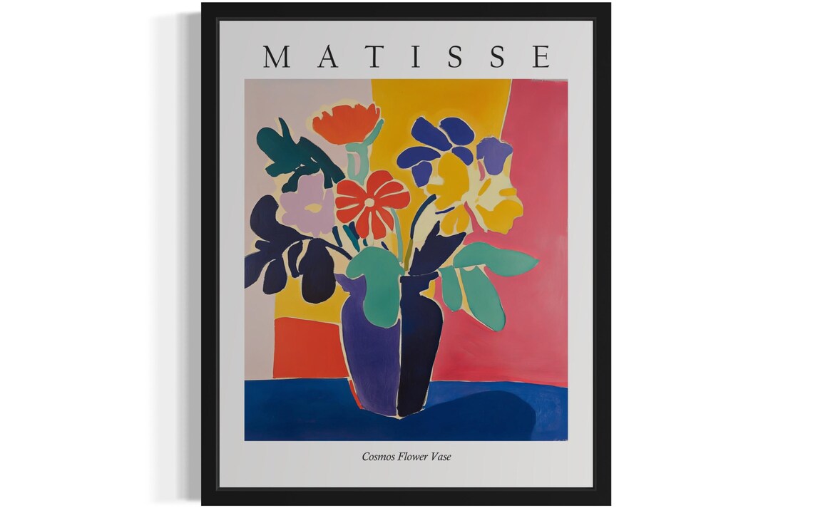 Matisse Style Cosmos Flower Vase Colorful Fauvist Still Life Poster