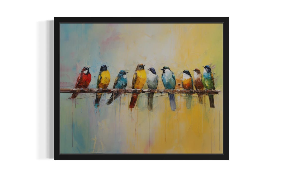 Birds On Wire Abstract Art Print