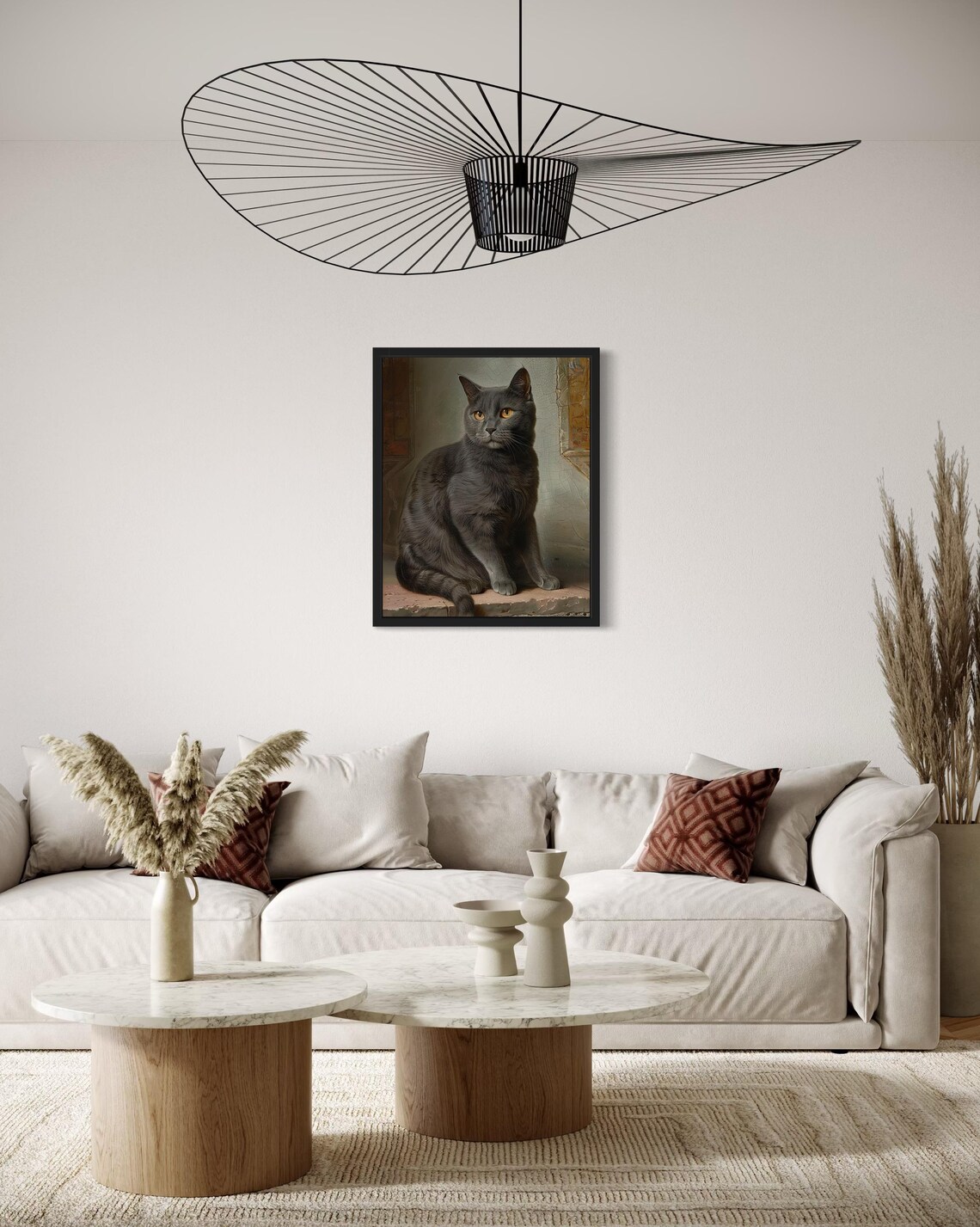 Chartreux Cat Art Print, Original Paint Artwork - Image 4