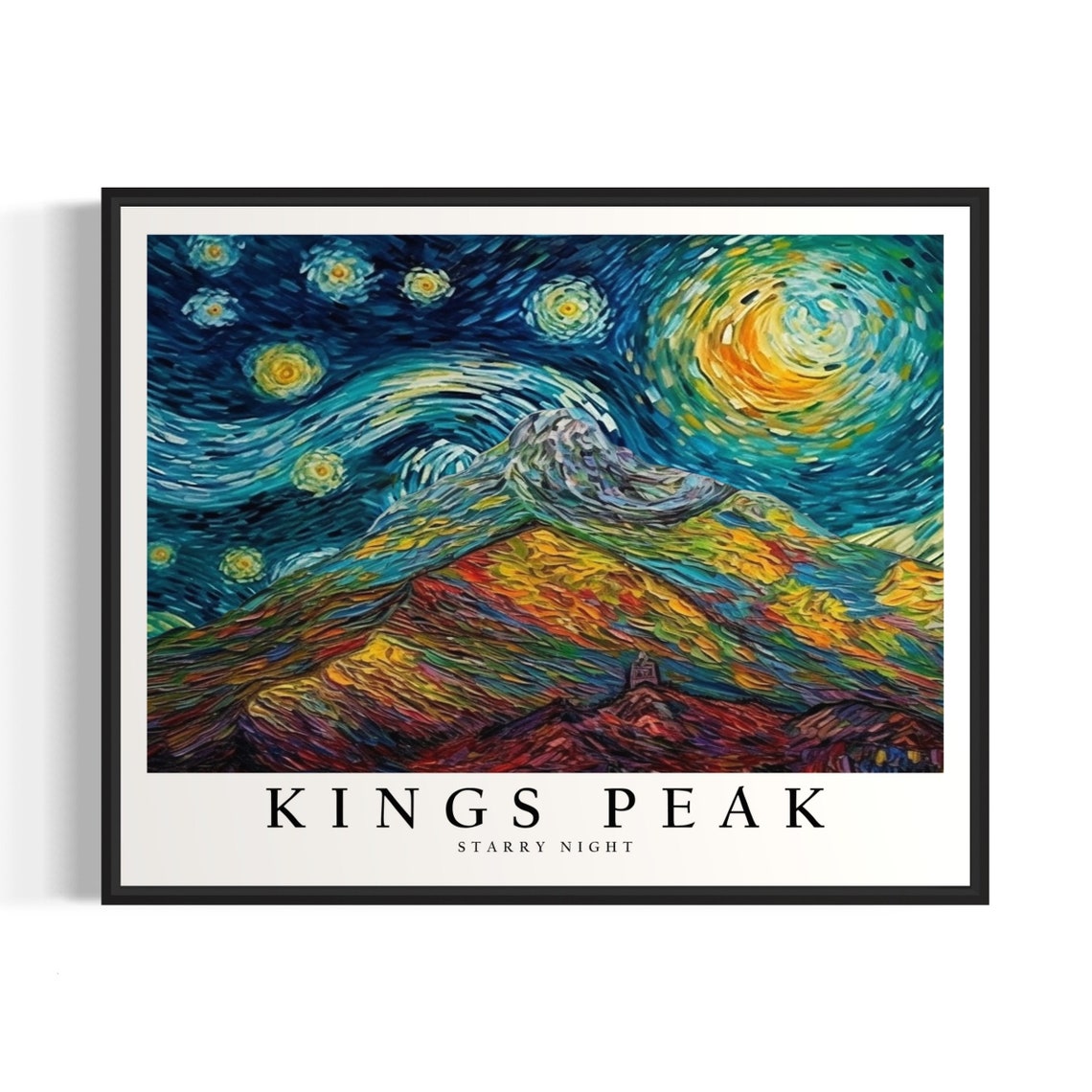 Kings Peak Starry Night Colorful Mountain Range Night Glow Poster