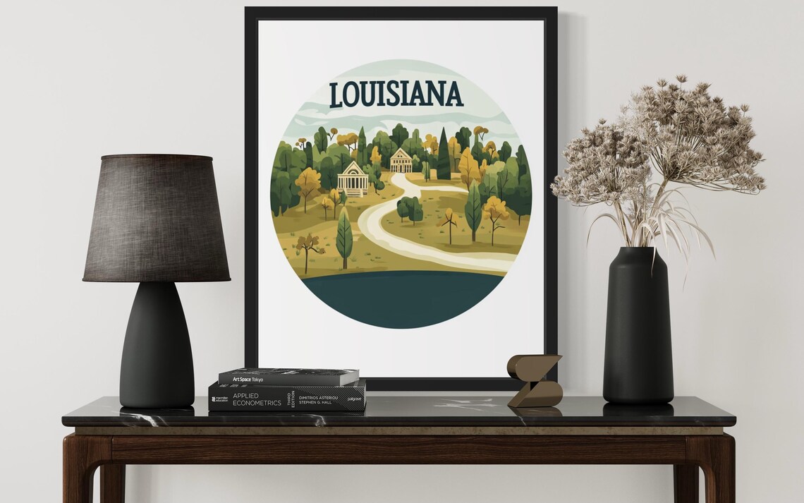 Louisiana Plantation House Oaks Winding Path Riverbend Poster - Image 3