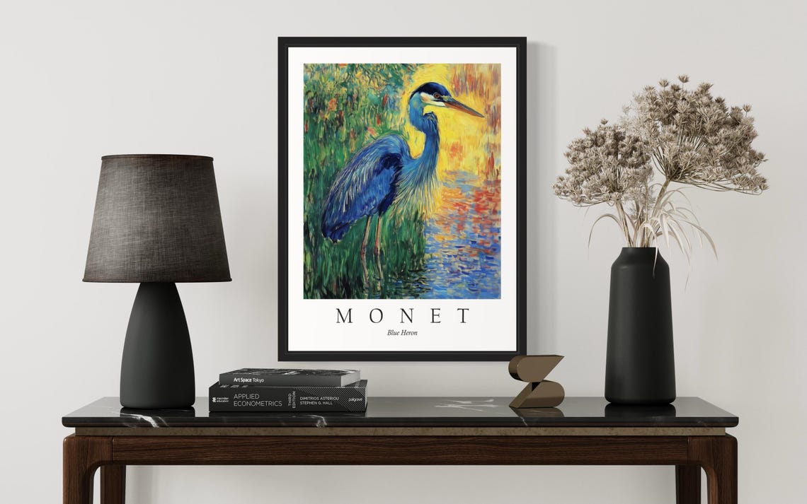 Blue Heron, Monet Art Print - Image 3