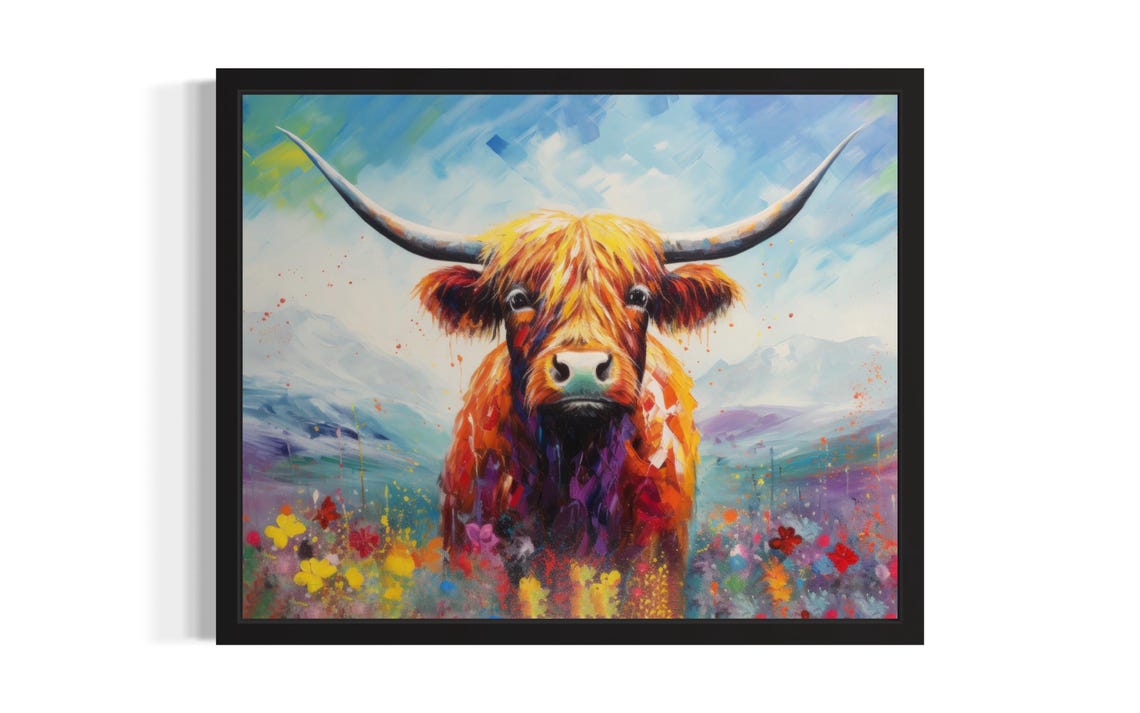 Highland Cow Abstract Art Print