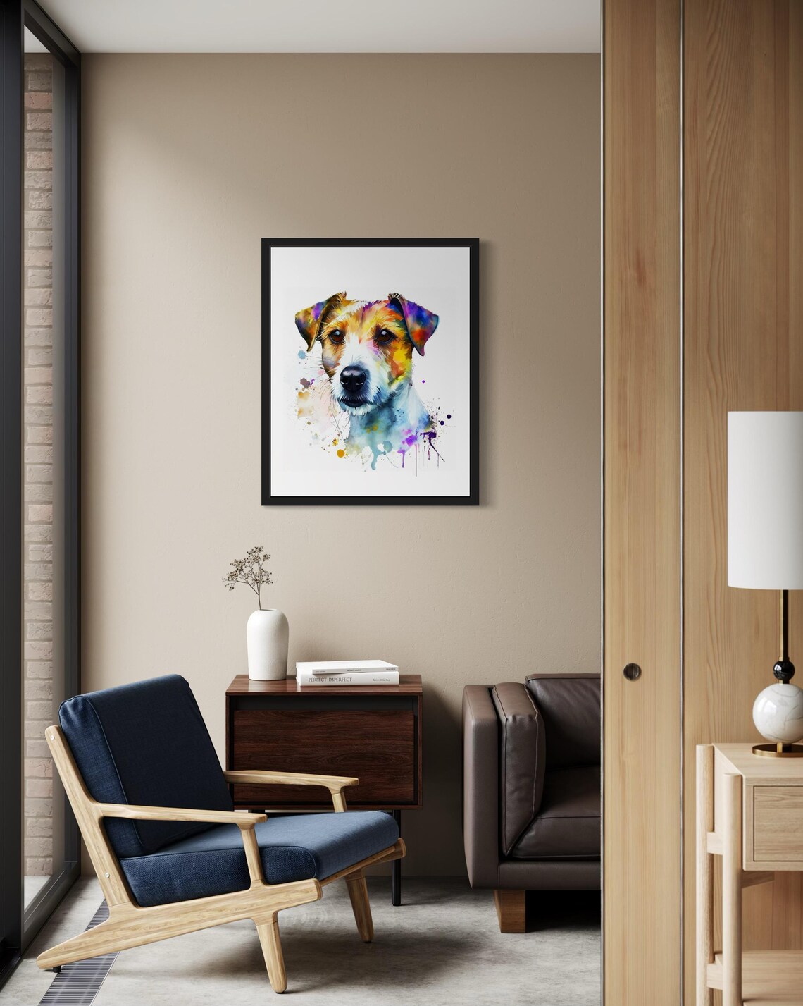 Parson Russell Terrier Dog Rainbow Splash Watercolor Portrait Poster - Image 2