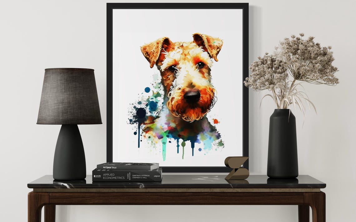 Lakeland Terrier Watercolor Portrait with Color Splash Poster - Image 3