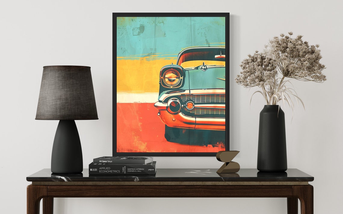 Classic American Car Front End Vintage Pop Art Automotive Poster - Image 3