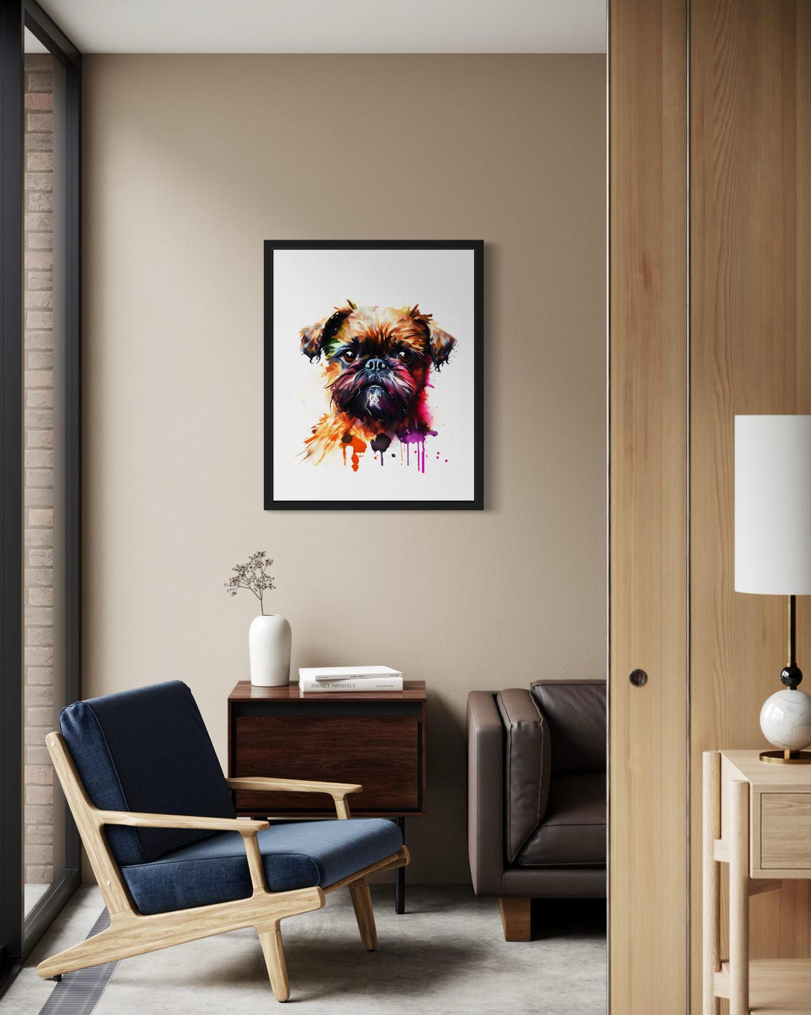 Brussels Griffon Bearded Watercolor Splash Portrait Dog Poster - Image 2