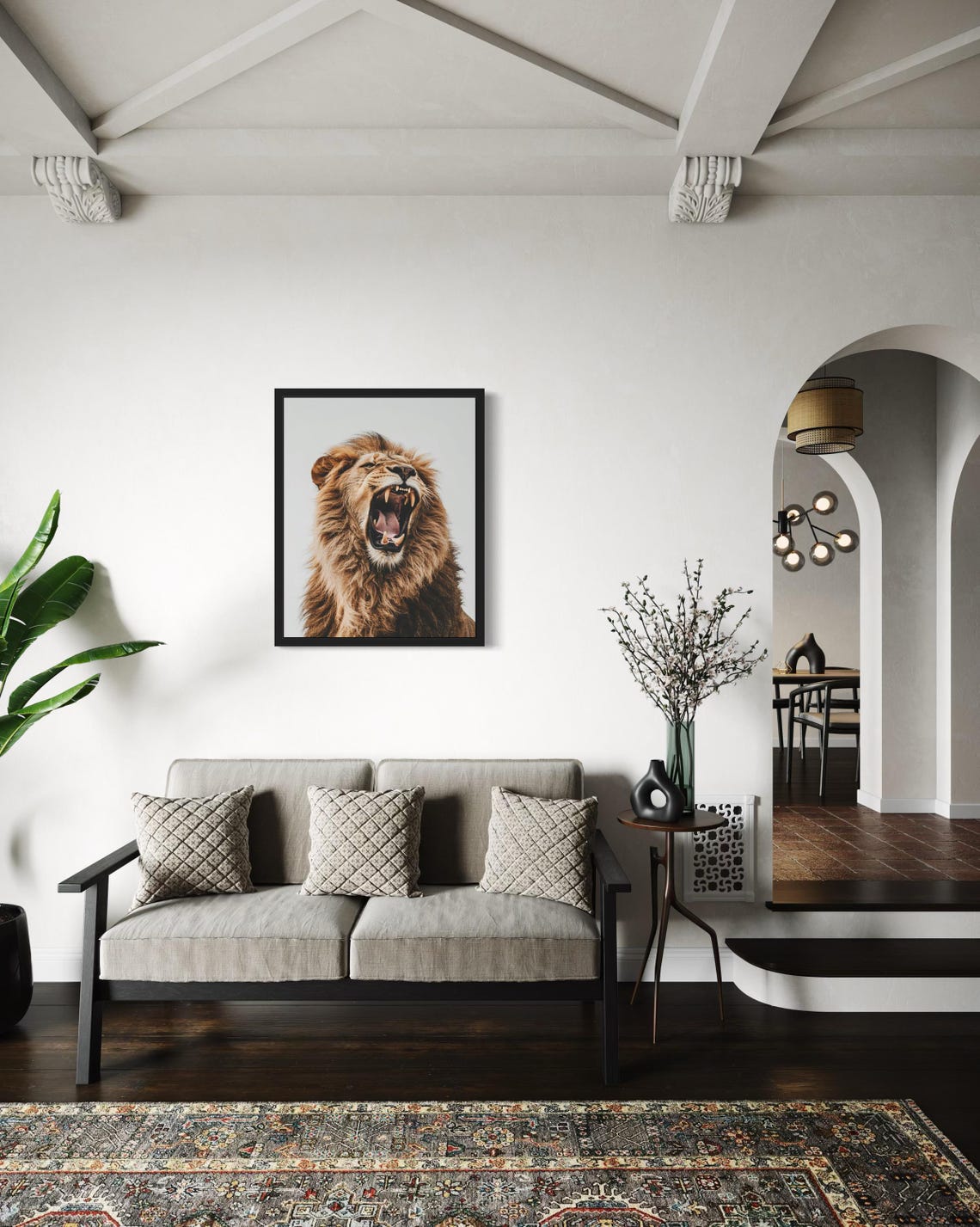 Roaring Lion King Portrait Minimalist Wildlife Photography Poster - Image 4