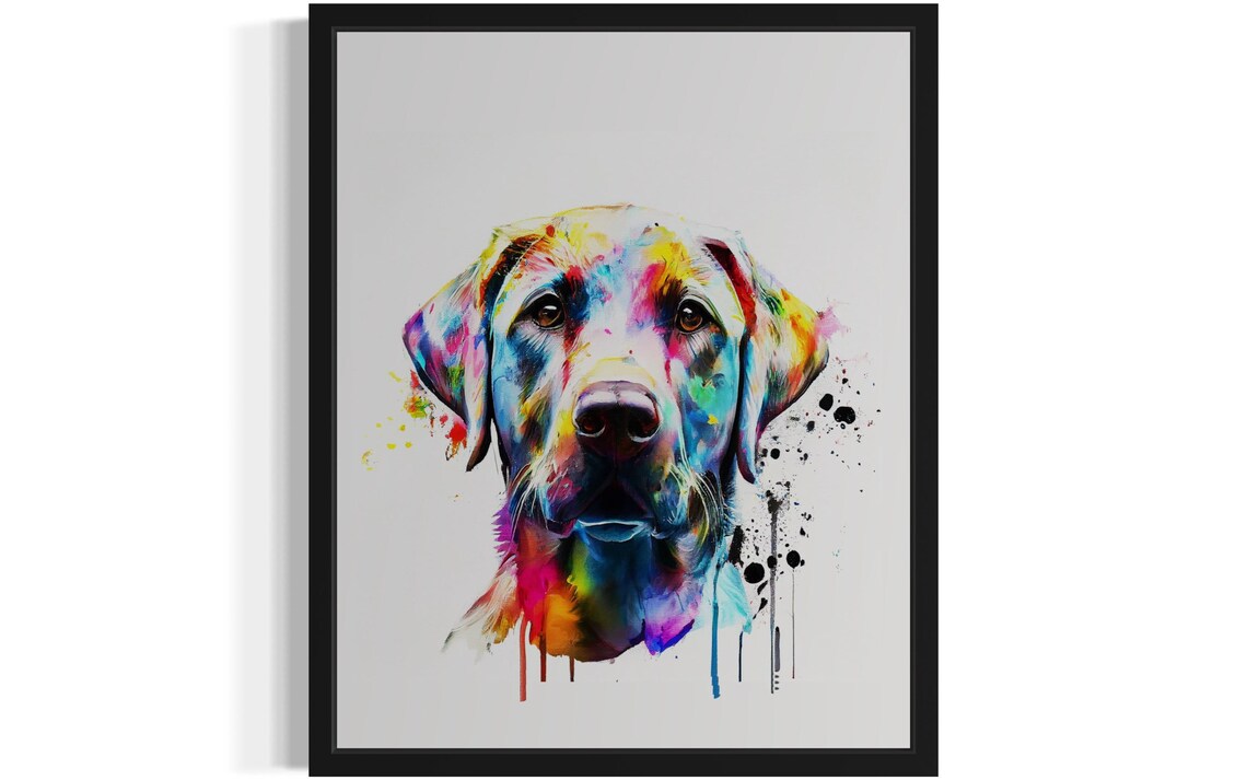 Labrador Retriever Rainbow Watercolor Portrait Family Dog Poster