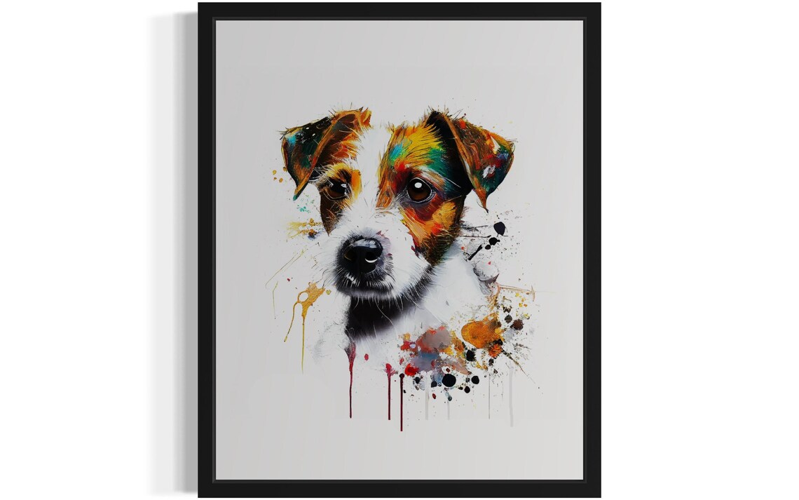 Russell Terrier Colorful Rainbow Watercolor Splash Portrait Poster